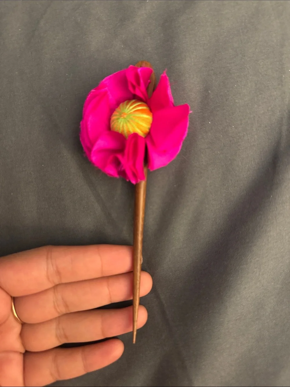 Brand new designer’s original Handmade Pink Fabric Flower Hair Stick